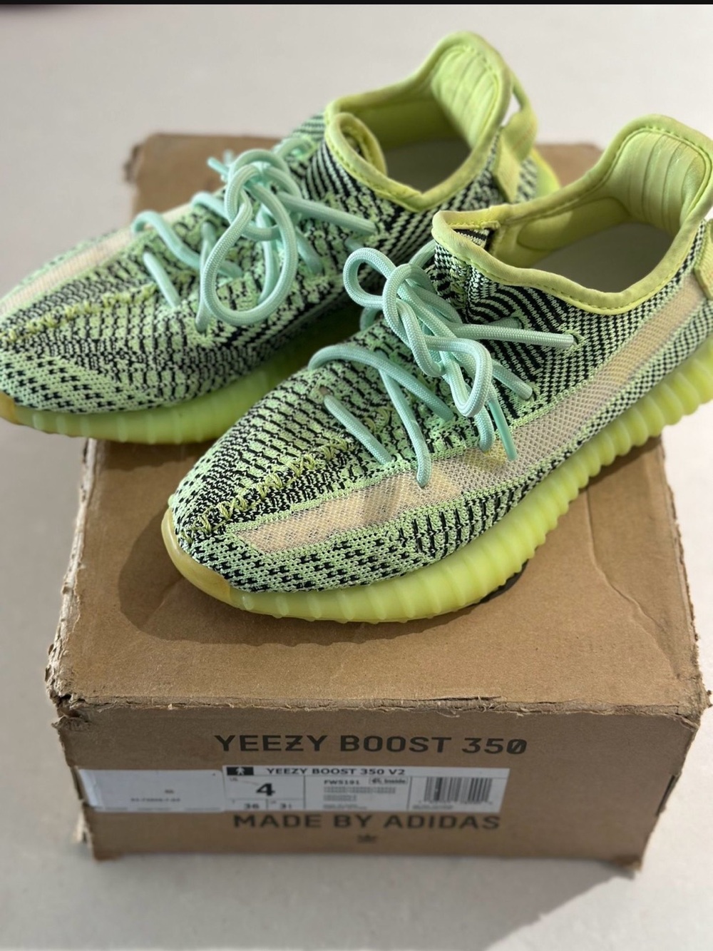 adidas Kids Neon Lime/Black Knit Low-Top Sneakers
